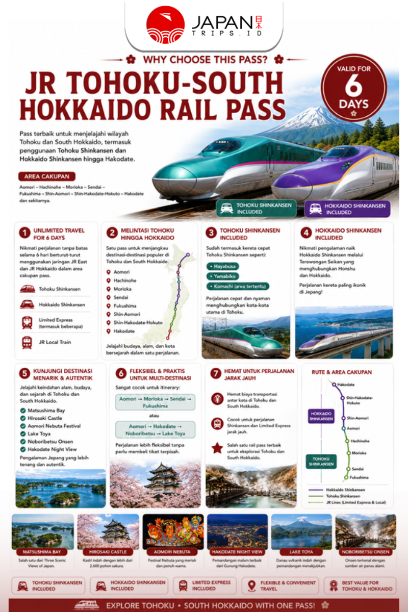 JR Tohoku-South Hokkaido Rail Pass 6 Days