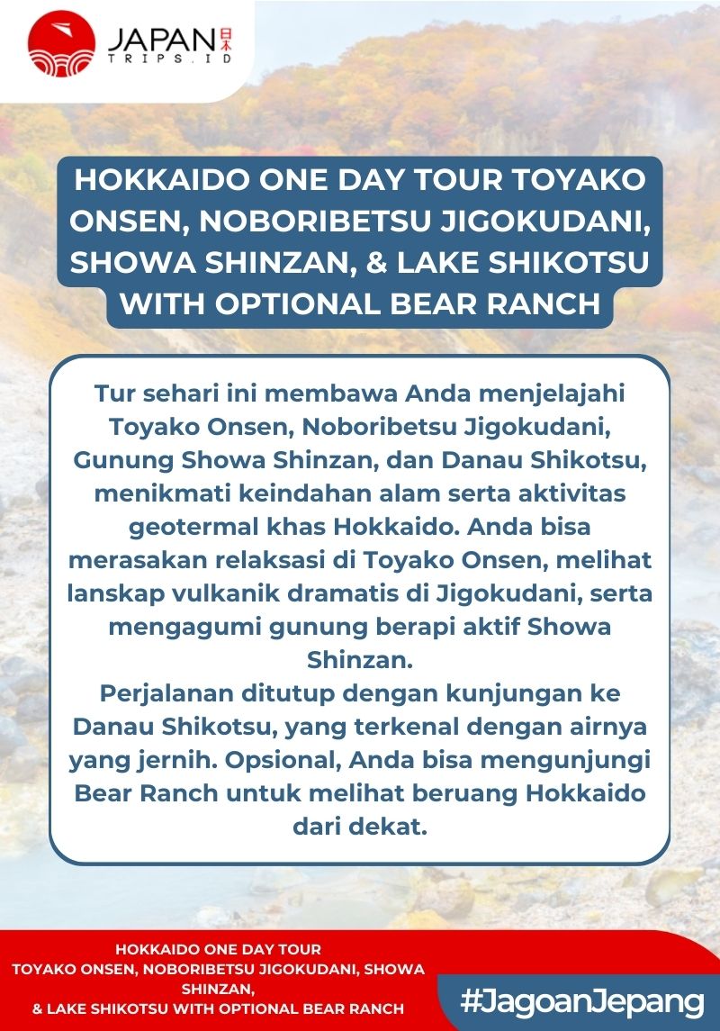 Hokkaido One Day Tour Toyako Onsen, Noboribetsu Jigokudani, Showa Shinzan, & Lake Shikotsu With Optional Bear Ranch