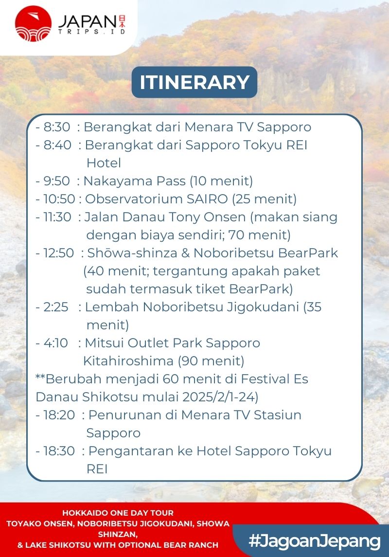 Hokkaido One Day Tour Toyako Onsen, Noboribetsu Jigokudani, Showa Shinzan, & Lake Shikotsu With Optional Bear Ranch