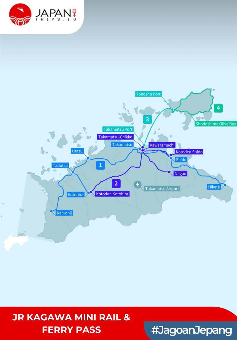 JR Kagawa Mini Rail & Ferry Pass 2 Days