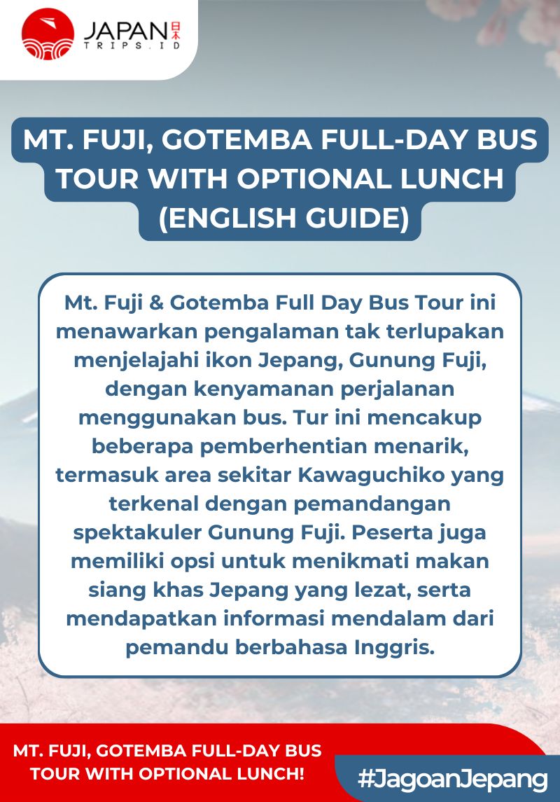Mt. Fuji, Gotemba Full-Day Bus Tour with Optional Lunch (English Guide)