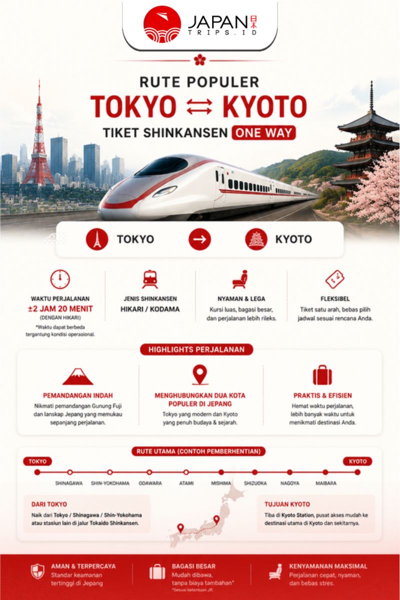 Tiket Shinkansen Tokyo Kyoto | Nozomi / Shinkansen Ticket One Way