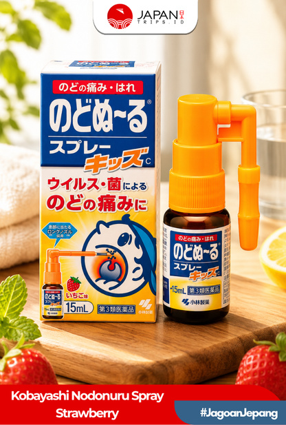 Kobayashi Nodonuru Spray 15ml | Cool / Original / Strawberry  | Obat Tenggorokan Jepang