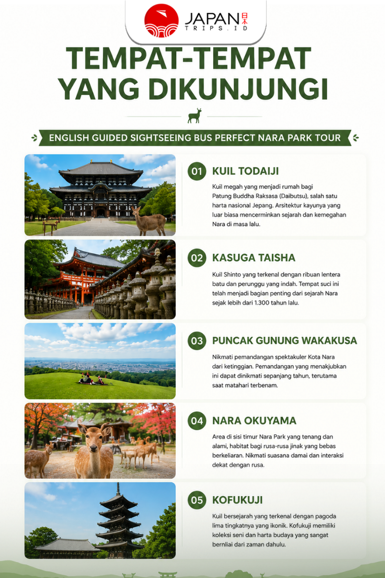English Guided Sightseeing Bus Perfect Nara Park Tour | Tur Taman Nara