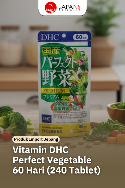 DHC Perfect Vegetable 60 Hari (240 Tablet) Suplemen 32 Ekstrak Sayur | Vitamin Jepang Asli