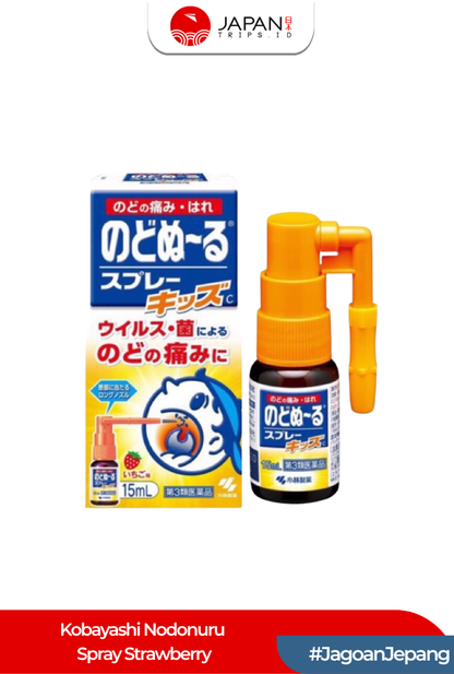 Kobayashi Nodonuru Spray 15ml | Cool / Original / Strawberry  | Obat Tenggorokan Jepang