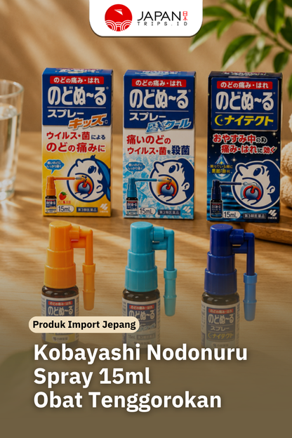 Kobayashi Nodonuru Spray 15ml | Cool / Original / Strawberry  | Obat Tenggorokan Jepang