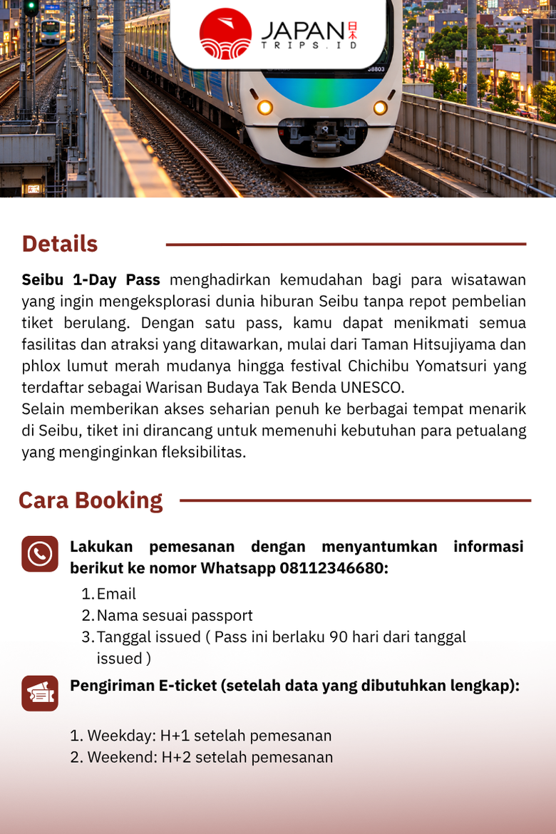 Seibu 1 Day Pass | Tiket 1 Hari Seibu