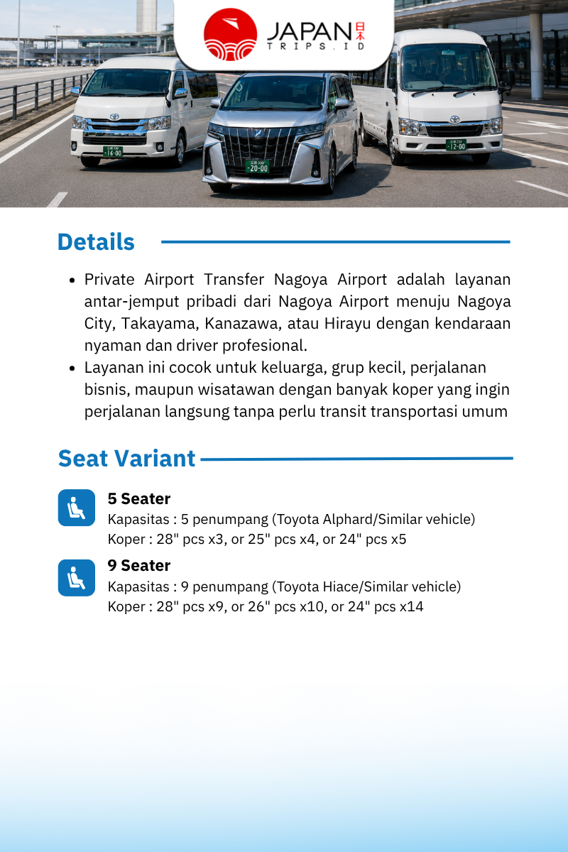 Nagoya Airport Transfer To Nagoya City / Takayama / Kanazawa / Hirayu