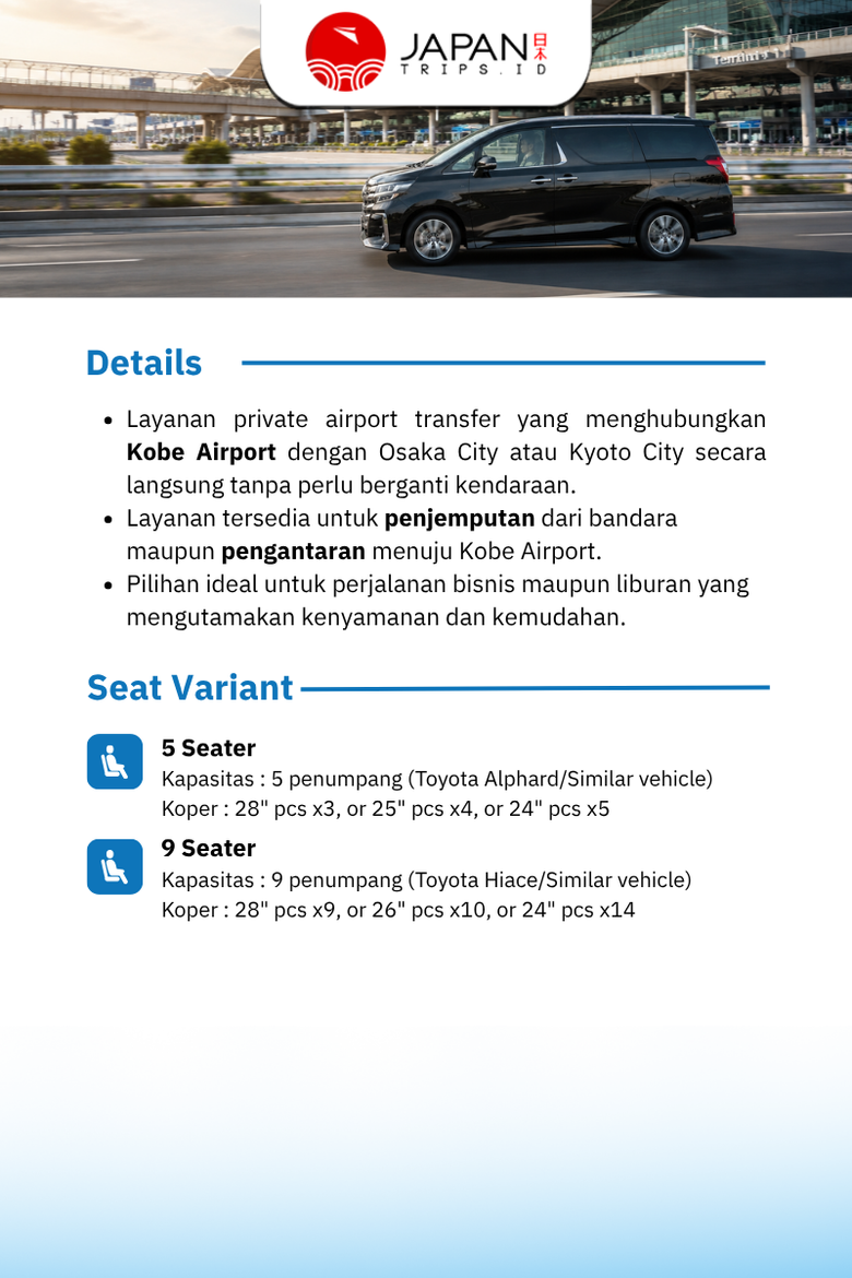Kobe Airport Transfer To Osaka City / Kyoto City