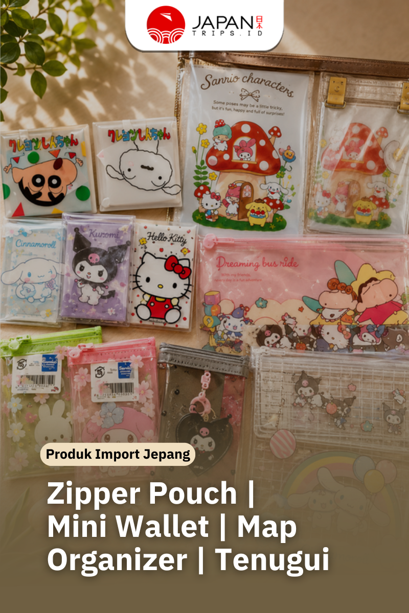 Zipper Pouch, Map Organizer, Mini Wallet & Tenugui - Produk Import Japan