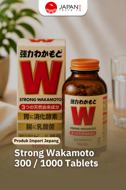 Strong Wakamoto 300 / 1000 Tablets |  Obat Pencernaan Jepang