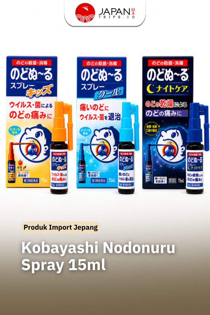 Kobayashi Nodonuru Spray 15ml | Cool / Original / Strawberry  | Obat Tenggorokan Jepang