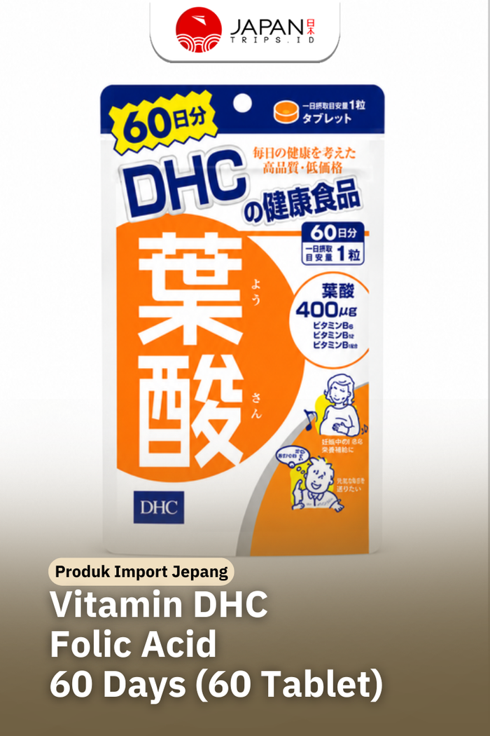 DHC Folic Acid 60 Days (60 Tablet) Asam Folat 400mcg - Mendukung Metabolisme & Energi Tubuh