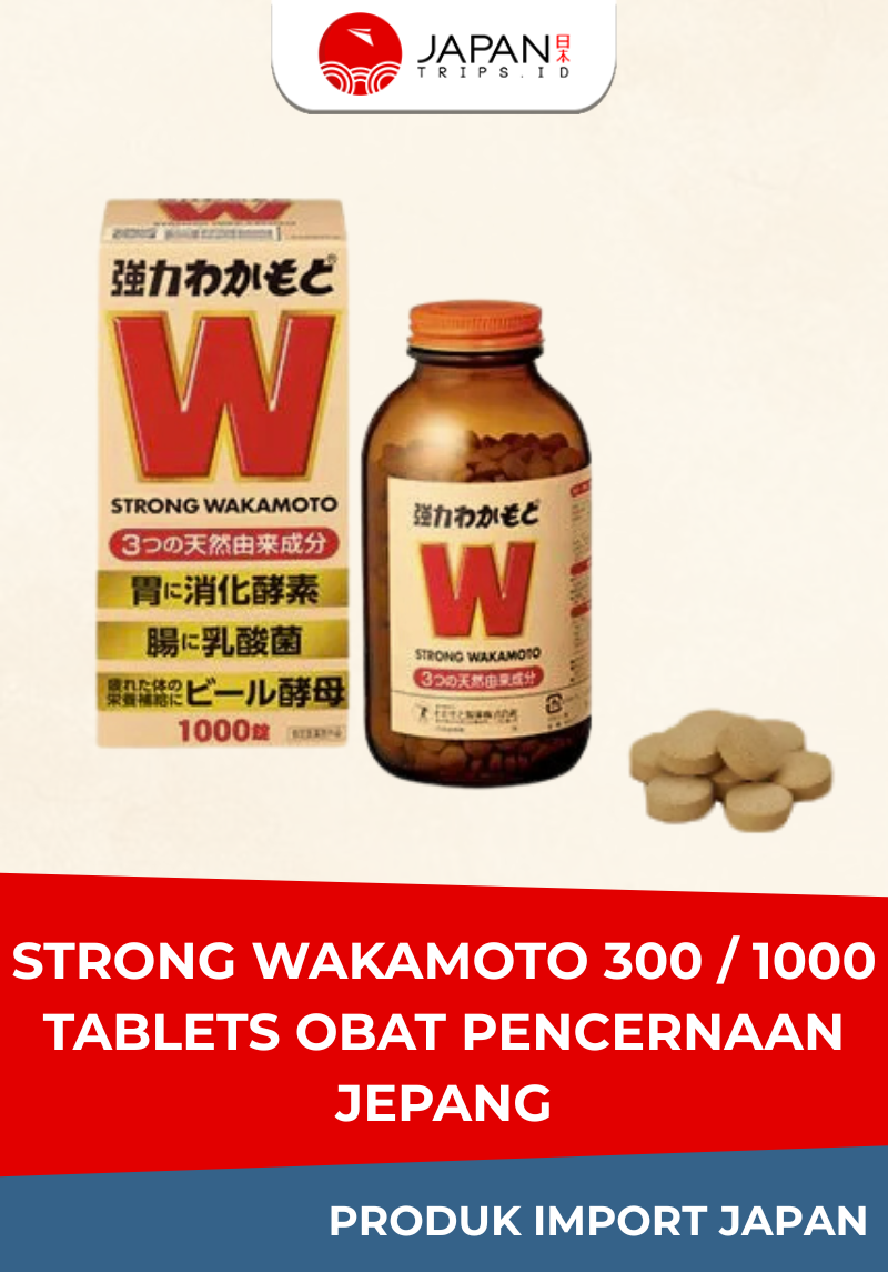 Strong Wakamoto 300 / 1000 Tablets |  Obat Pencernaan Jepang