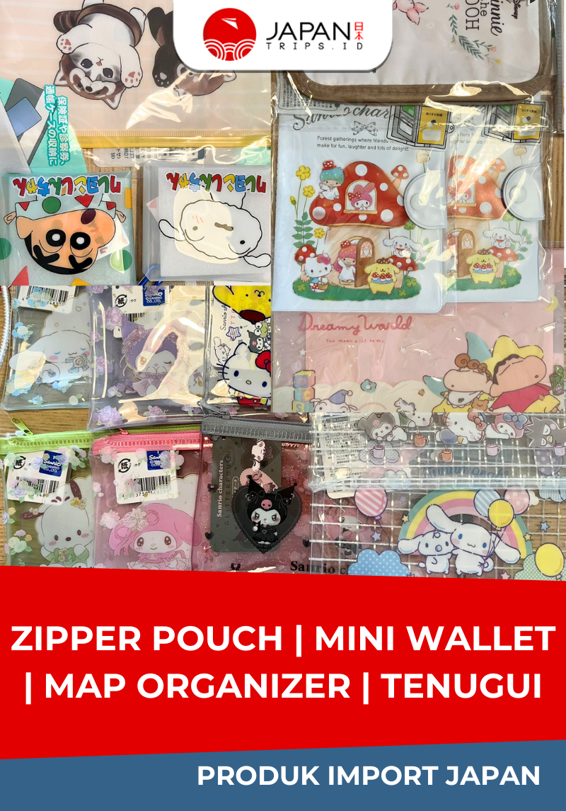 Zipper Pouch, Map Organizer, Mini Wallet & Tenugui - Produk Import Japan