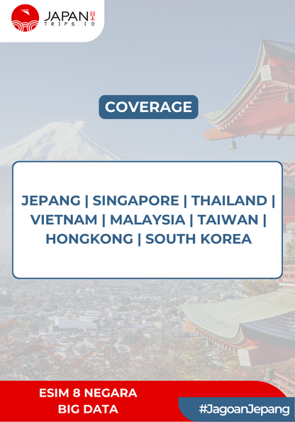 eSIM Jepang Singapore Thailand Vietnam Malaysia Taiwan Hongkong South Korea | Travel Sim 8 Negara Kuota Besar