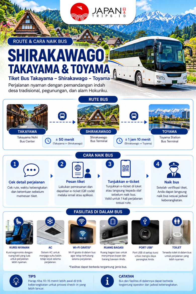 Bus Ticket Takayama – Shirakawago & Toyama | Tiket Bus Takayama – Shirakawago – Toyama