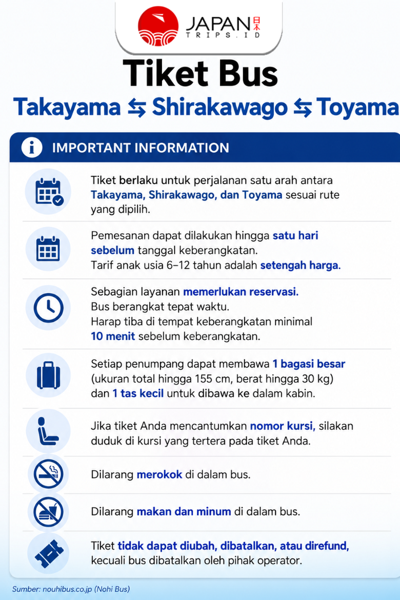 Bus Ticket Takayama – Shirakawago & Toyama | Tiket Bus Takayama – Shirakawago – Toyama