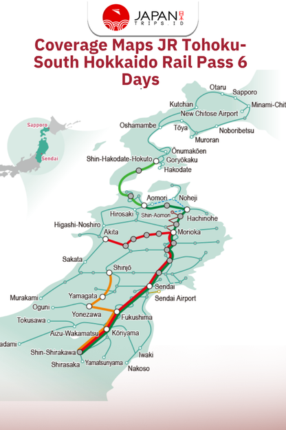 JR Tohoku-South Hokkaido Rail Pass 6 Days