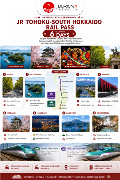 JR Tohoku-South Hokkaido Rail Pass 6 Days