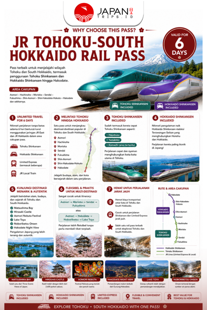 JR Tohoku-South Hokkaido Rail Pass 6 Days