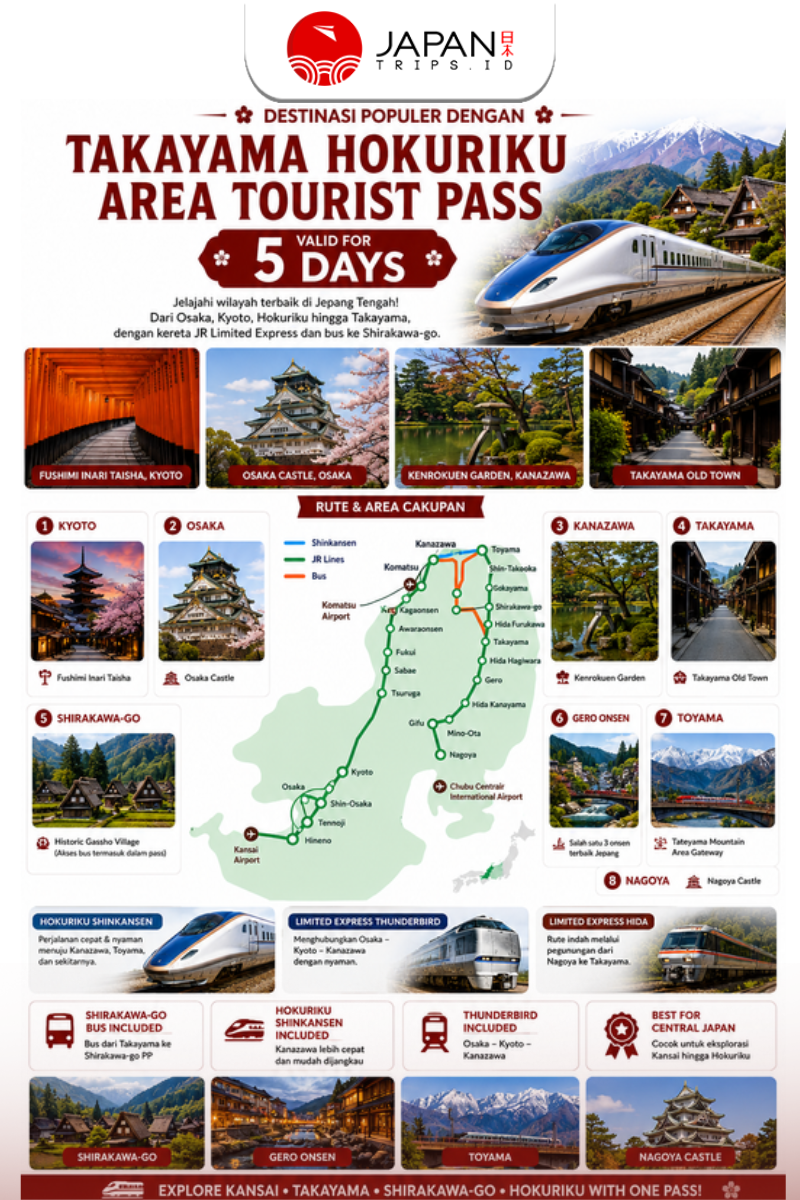 Takayama Hokuriku Area Tourist Pass 5 Days