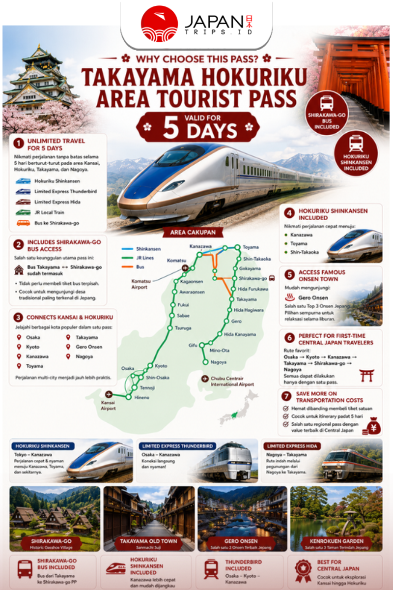 Takayama Hokuriku Area Tourist Pass 5 Days