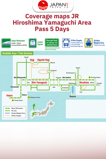 JR Hiroshima Yamaguchi Area Pass 5 Days