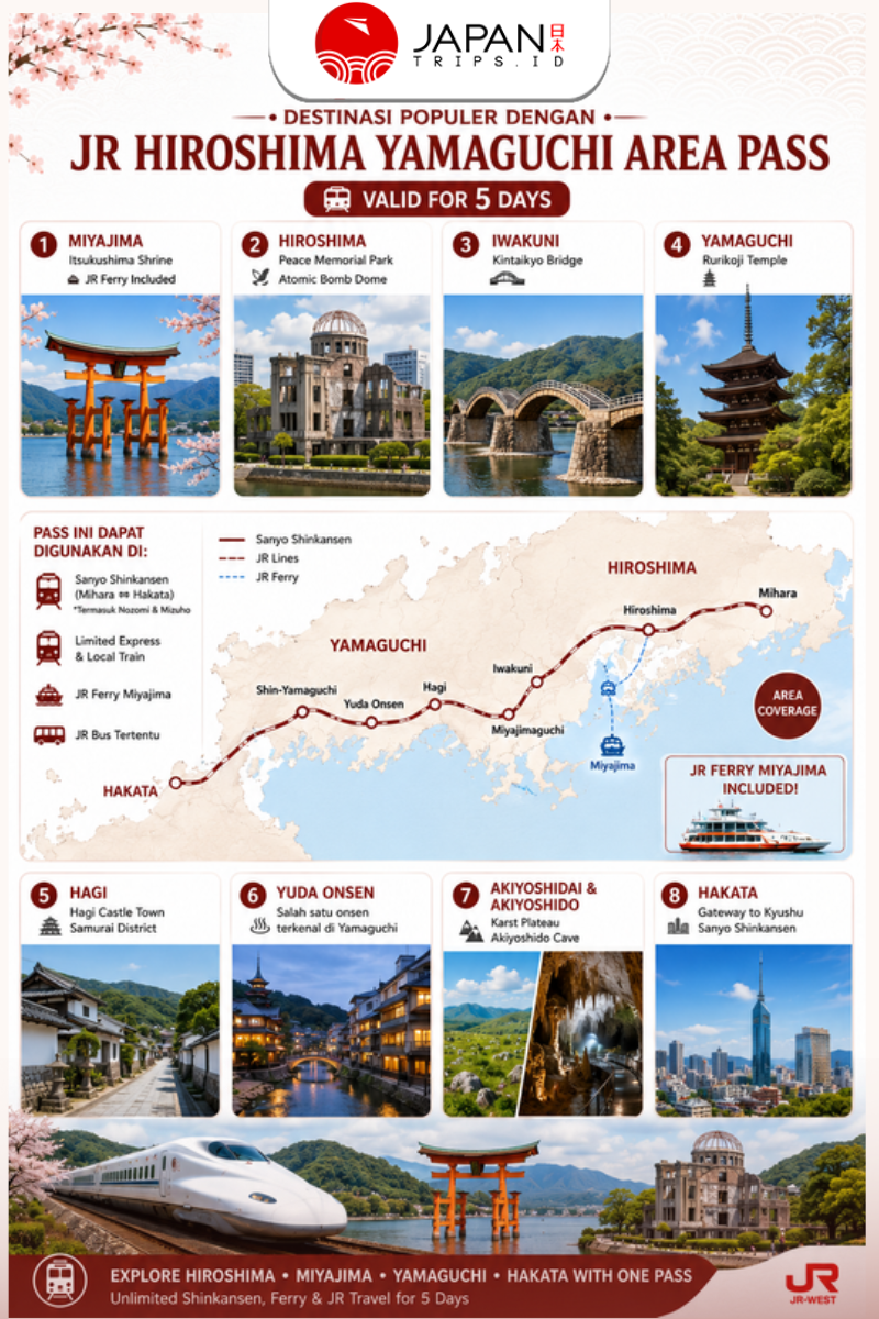 JR Hiroshima Yamaguchi Area Pass 5 Days