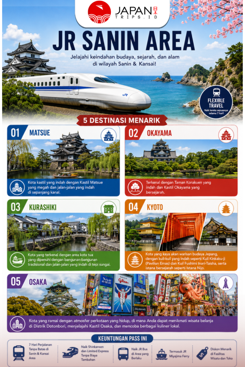JR Kansai Sanin Area Pass 7 Hari