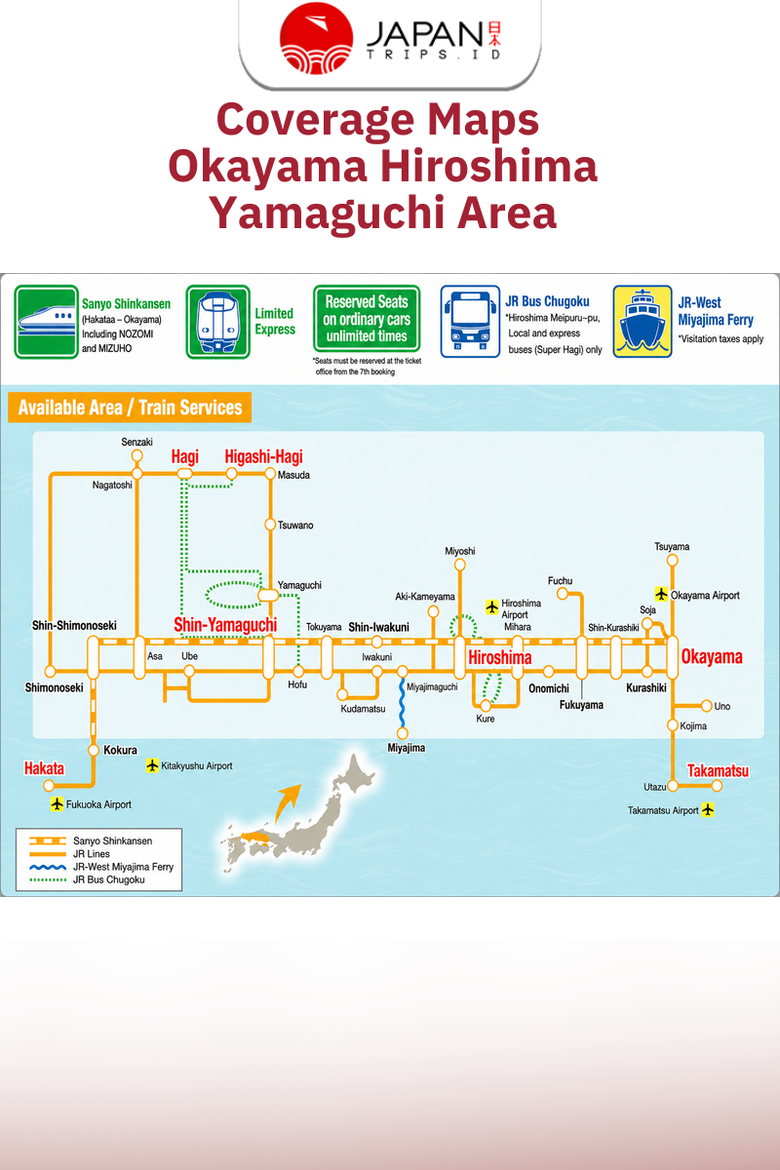 JR Okayama Hiroshima Yamaguchi Area Pass 5 Days