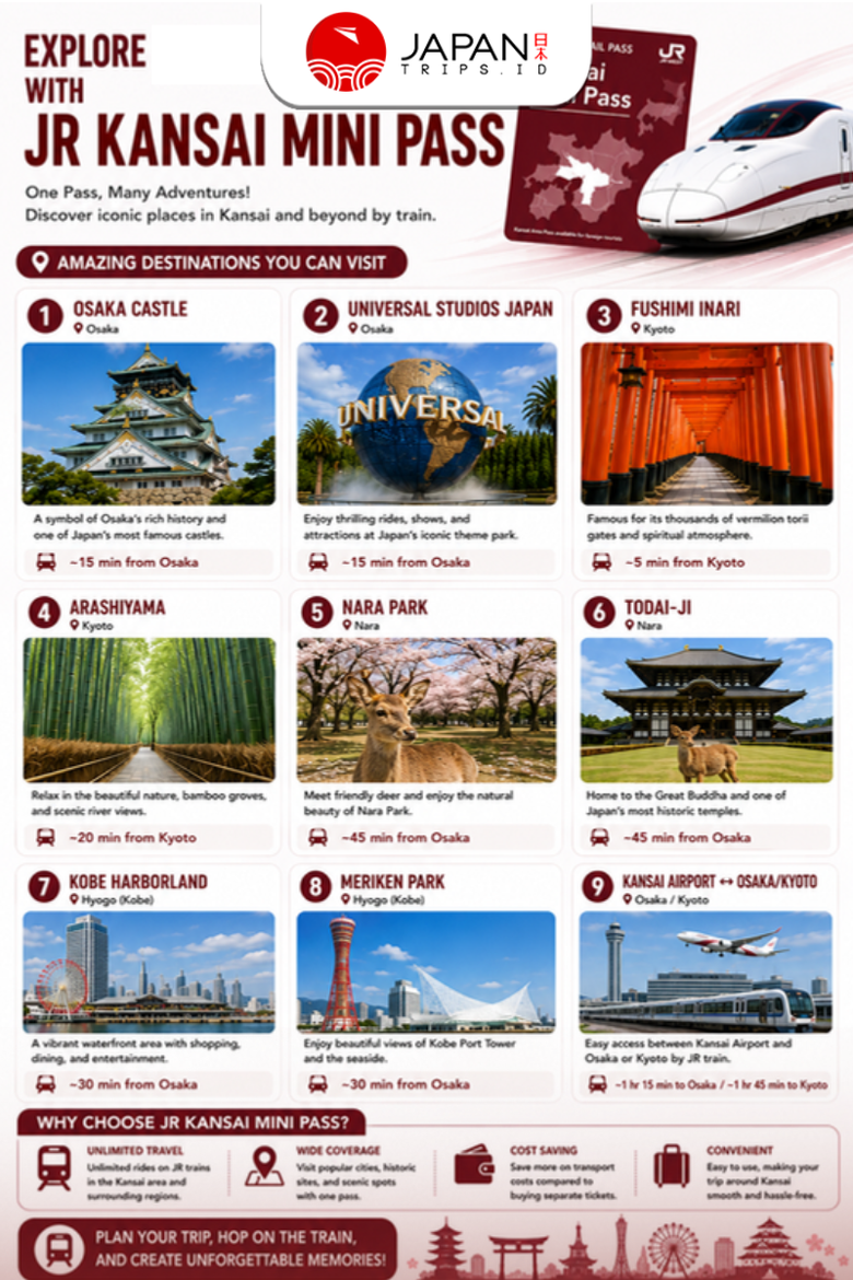 Kansai Mini Pass 3 Days | JR Osaka Nara Kyoto Kobe