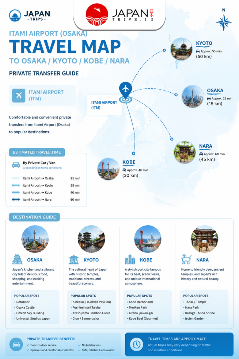 Itami Airport Transfer to Osaka/Kyoto/Nara/Kobe