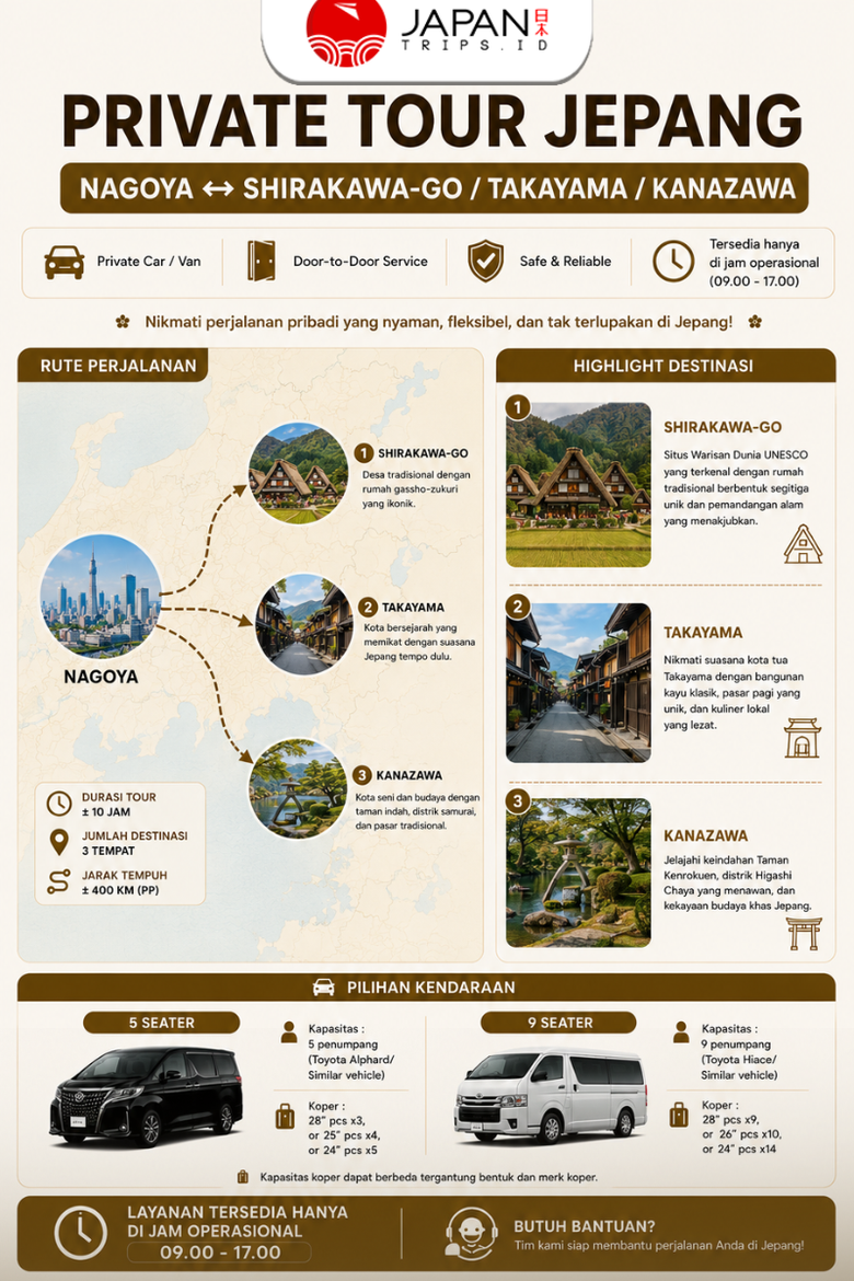 Private Day Tour – Nagoya to Shirakawa-go/Takayama/Kanazawa One-Day Tour