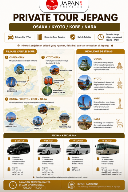 Private Tour Jepang – Osaka/Kyoto/Kobe/Nara