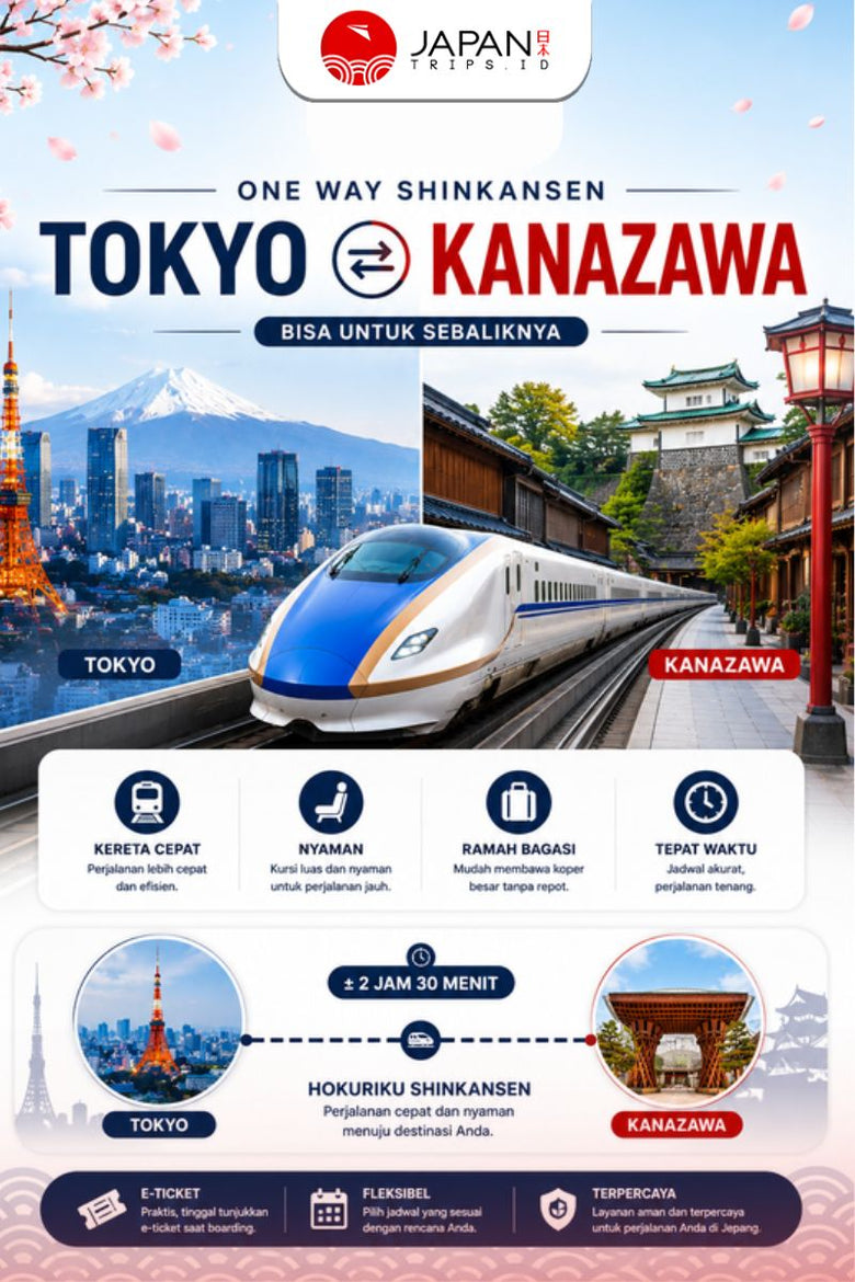 Tiket Shinkansen Tokyo Kanazawa | One Way Shinkansen Ticket
