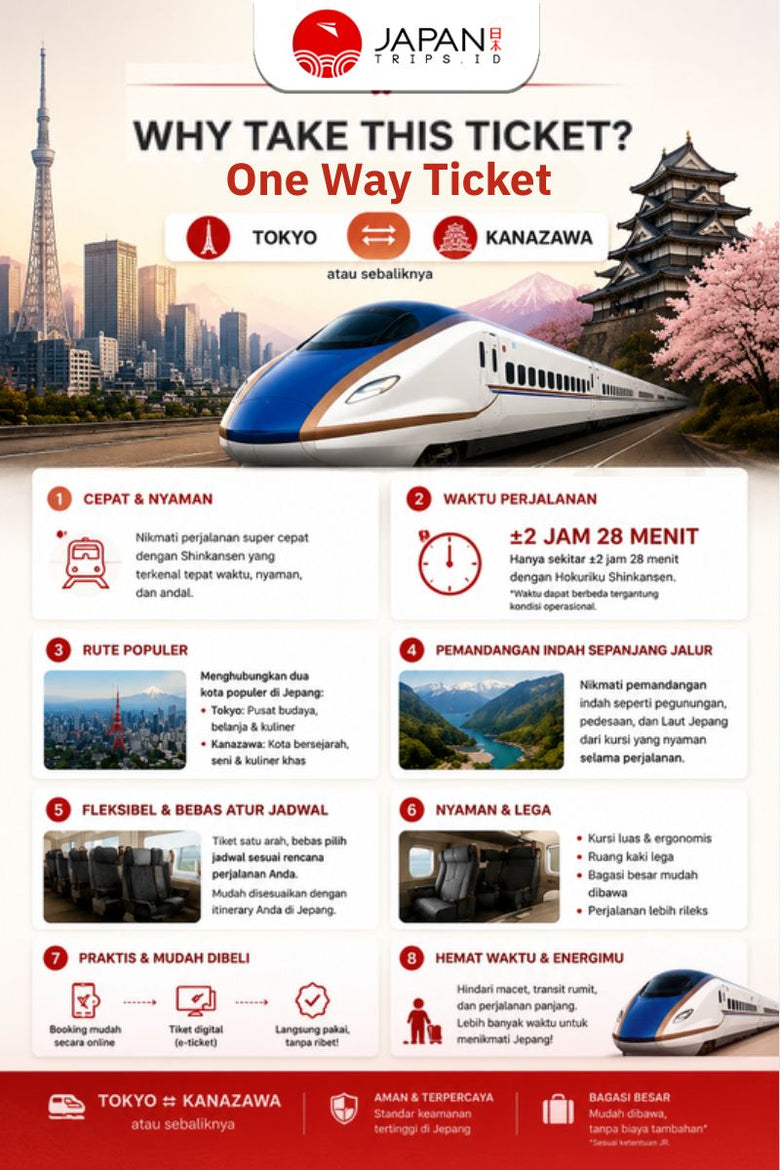 Tiket Shinkansen Tokyo Kanazawa | One Way Shinkansen Ticket
