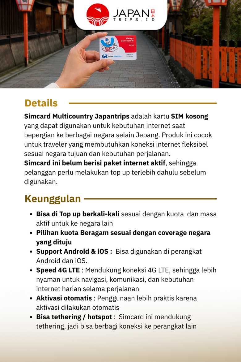 JAPANTRIPS Sim Card International Unlimited | 1 Year Multi-Country