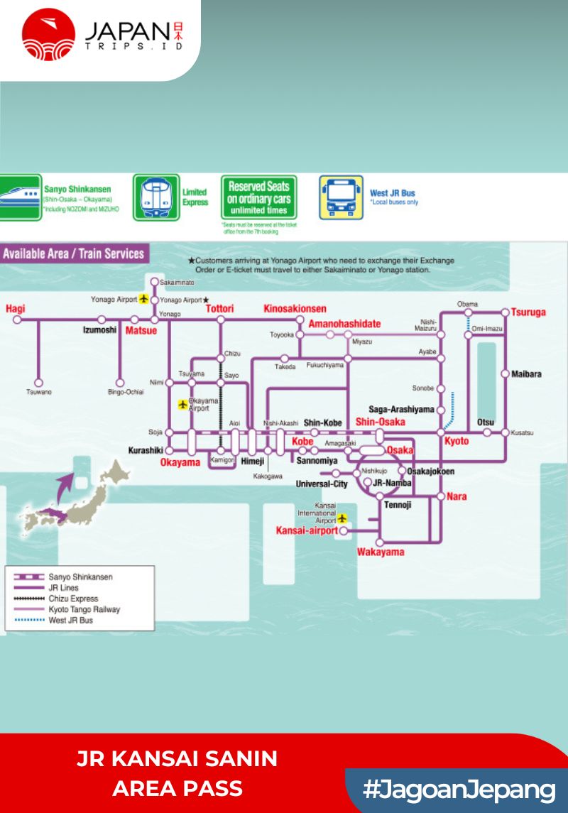 JR Kansai Sanin Area Pass 7 Hari