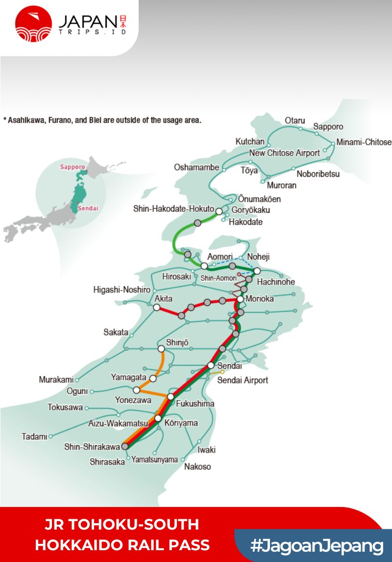 JR Tohoku-South Hokkaido Rail Pass 6 Days