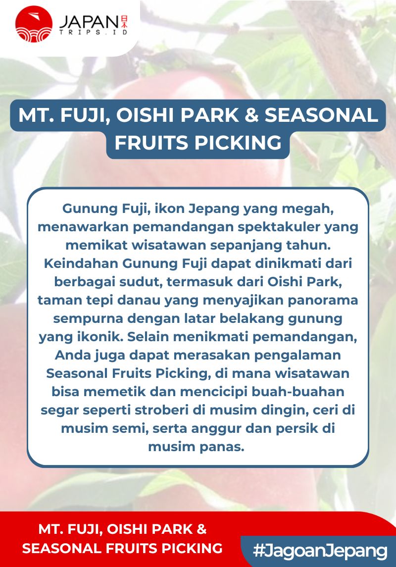 Mt. Fuji, Oishi Park & Seasonal Fruits Picking