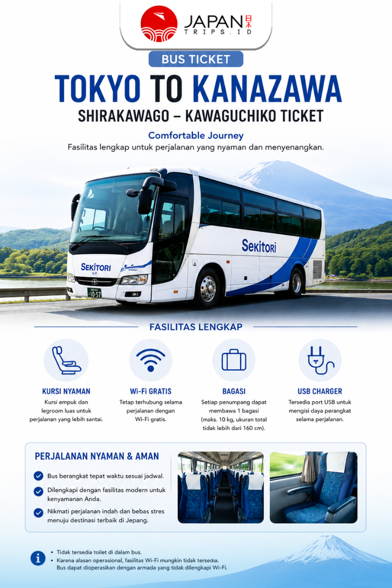 Bus Ticket Tokyo to Kanazawa – Shirakawago – Kawaguchiko Ticket