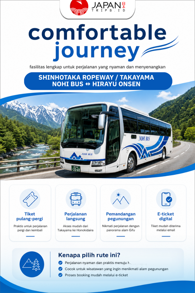 E-Ticket Shinhotaka Ropeway / Takayama Nohi Bus ↔ Hirayu Onsen