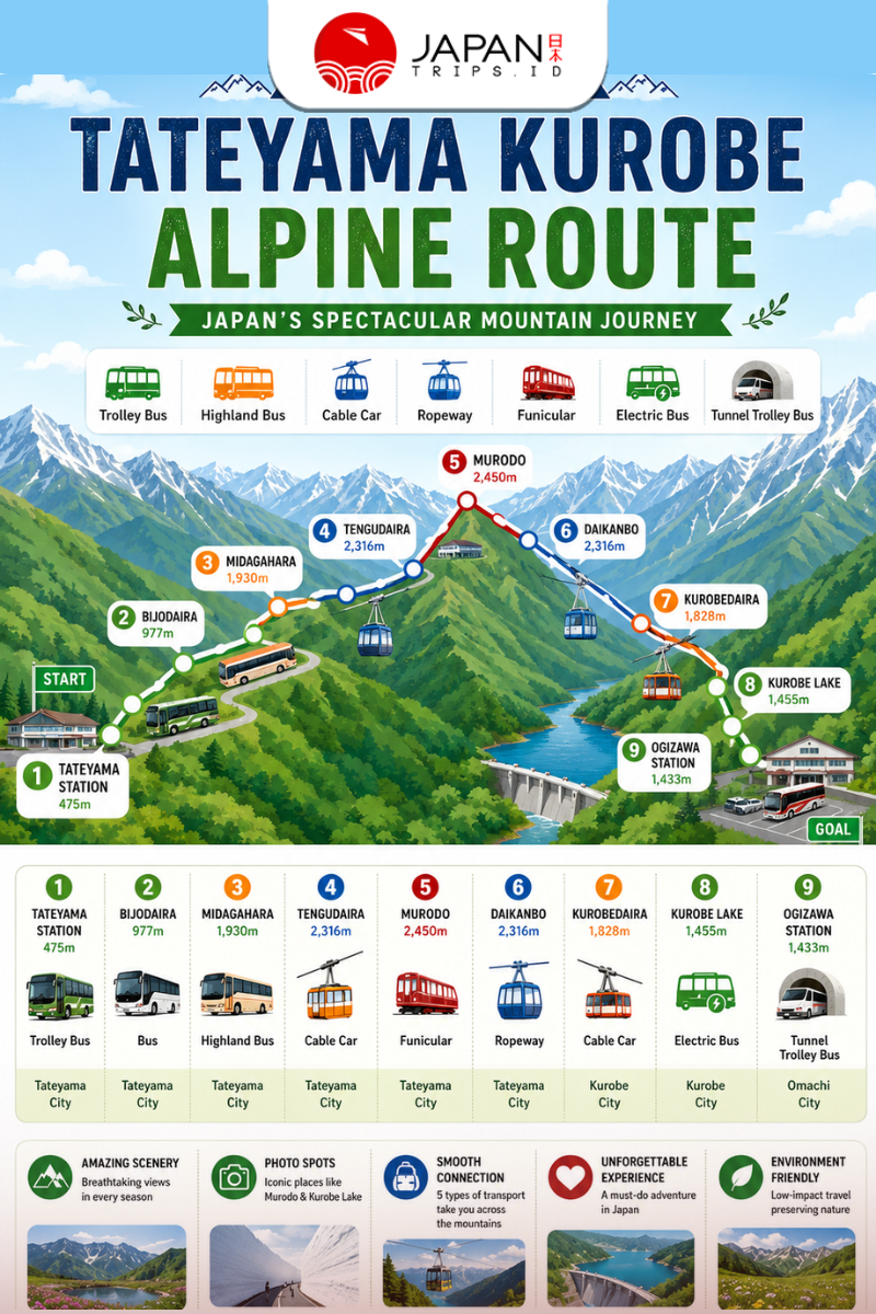 Tateyama Kurobe Alpine Route Ticket | Tiket Rute Alpen Tateyama Kurobe