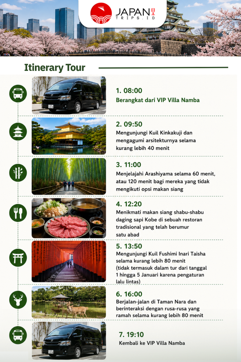 Osaka, Kyoto & Nara Day Tour with Lunch | English Guide