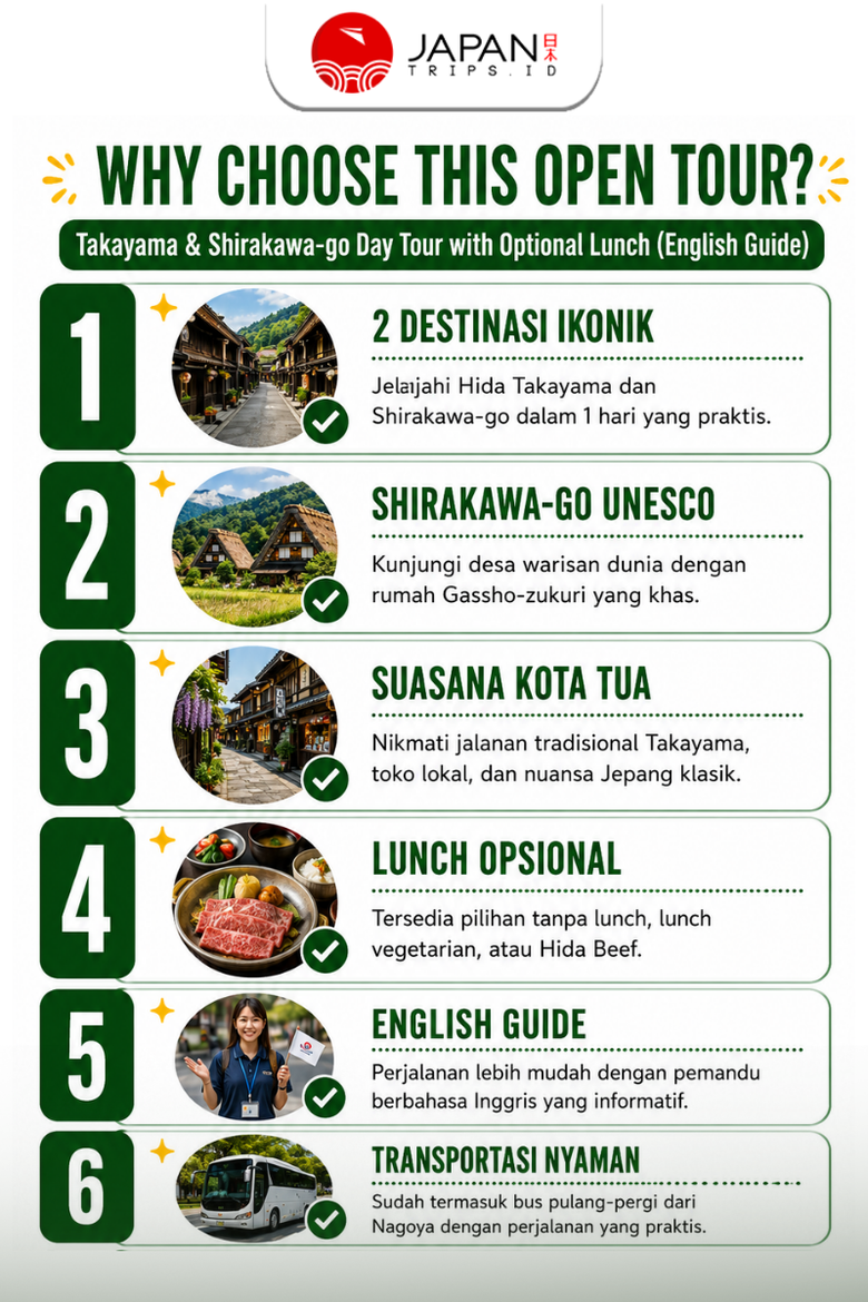 Takayama & Shirakawa-go Day Tour with Optional Lunch (English Guide)