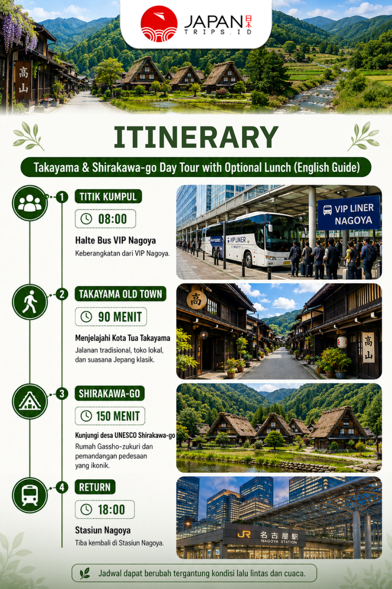 Takayama & Shirakawa-go Day Tour with Optional Lunch (English Guide)