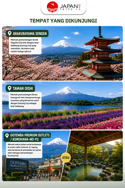 Mt. Fuji Day Trip: Arakurayama, Oishi Park & Outlets/Onsen