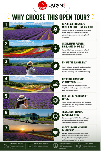 Hokkaido Furano Flower Fields One Day Tour | Tur Satu Hari di Ladang Bunga Furano Hokkaido